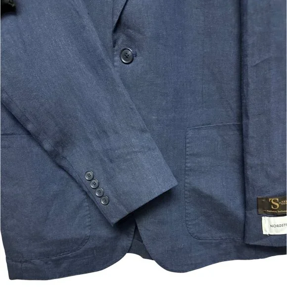 NEW Nordstrom Men's Tessuti Sondrio Blazer Suit 100% Linen Blue Lined 40R Jacket